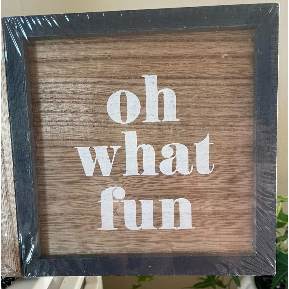 3 Square Wood Christmas Holiday Signs (Target Brand)